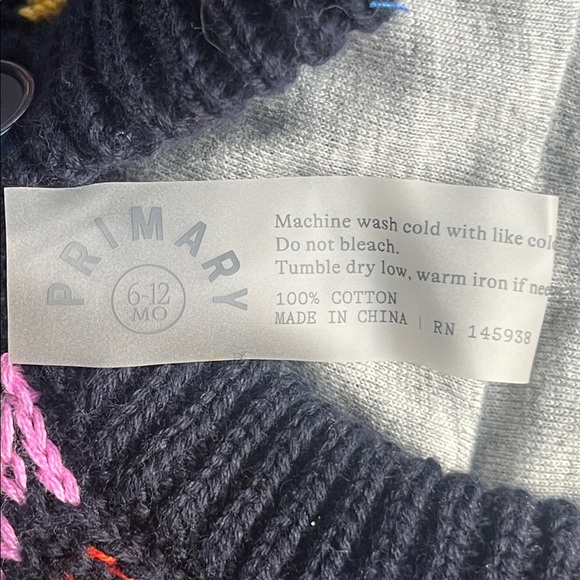 Primary Baby Rainbow Hearts cardigan Baby 6-12 months cotton with hood - Picture 5 of 7